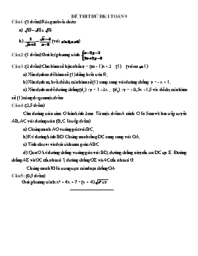 Đề thi thử HK I Toán 9